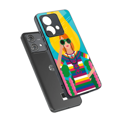 Cosmic Explorer sleek motorola edge 40 neo 5g cover with tempered glass back and TPU edges