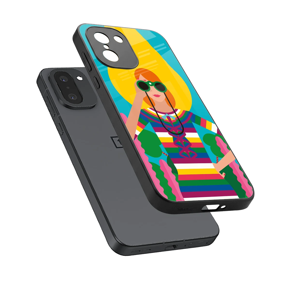 Cosmic Explorer sleek oneplus 15r cover with tempered glass back and TPU edges