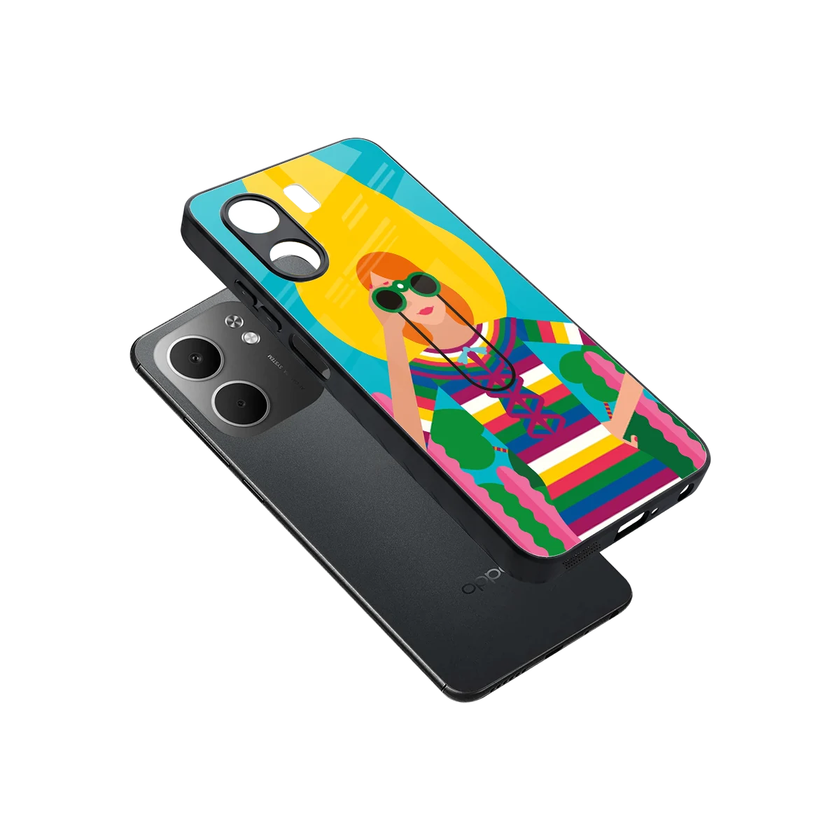 Cosmic Explorer sleek oppo a5x 5g cover with tempered glass back and TPU edges