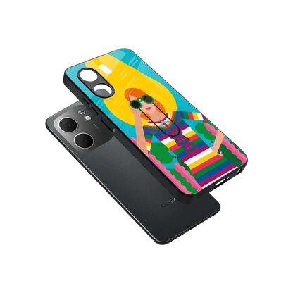 Cosmic Explorer sleek oppo a5x 5g cover with tempered glass back and TPU edges
