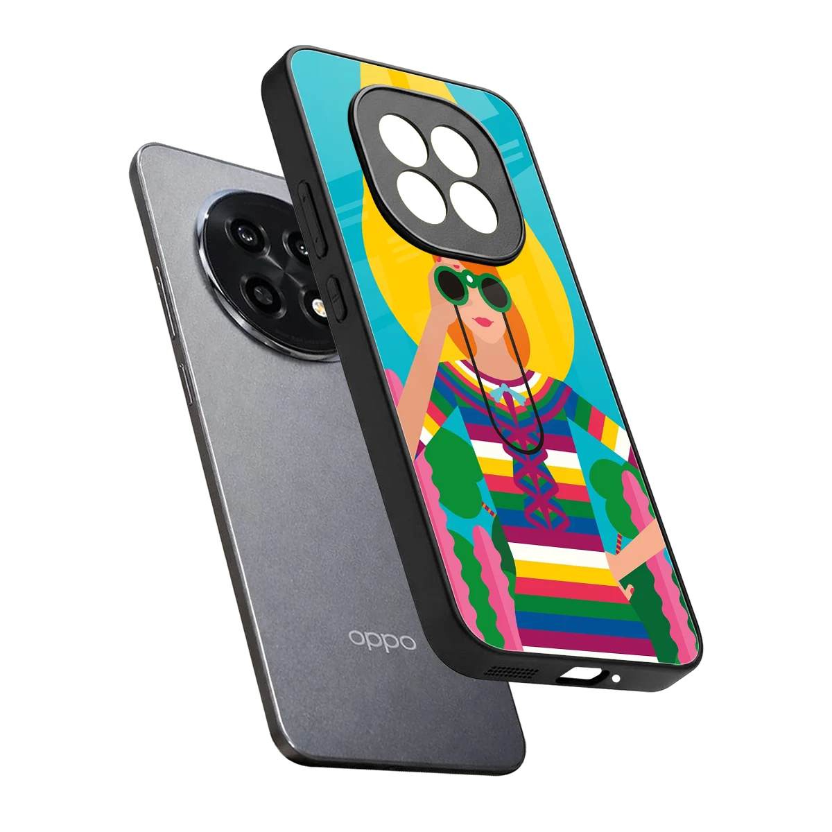 Cosmic Explorer sleek oppo f29 pro 5g cover with tempered glass back and TPU edges
