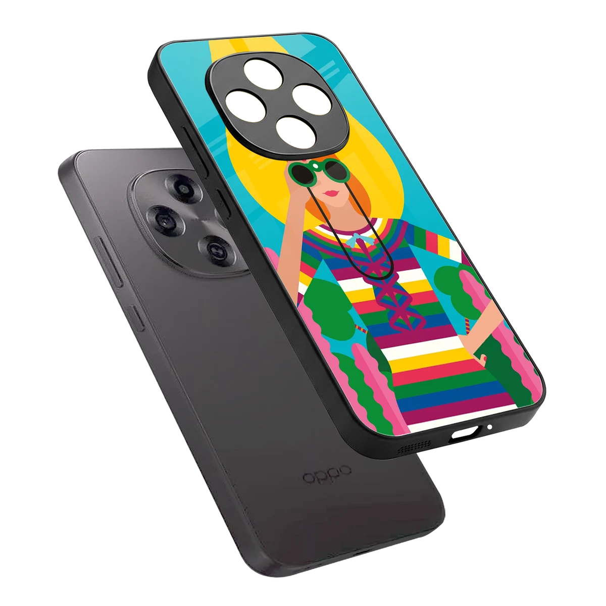 Cosmic Explorer sleek oppo f31 pro 5g cover with tempered glass back and TPU edges