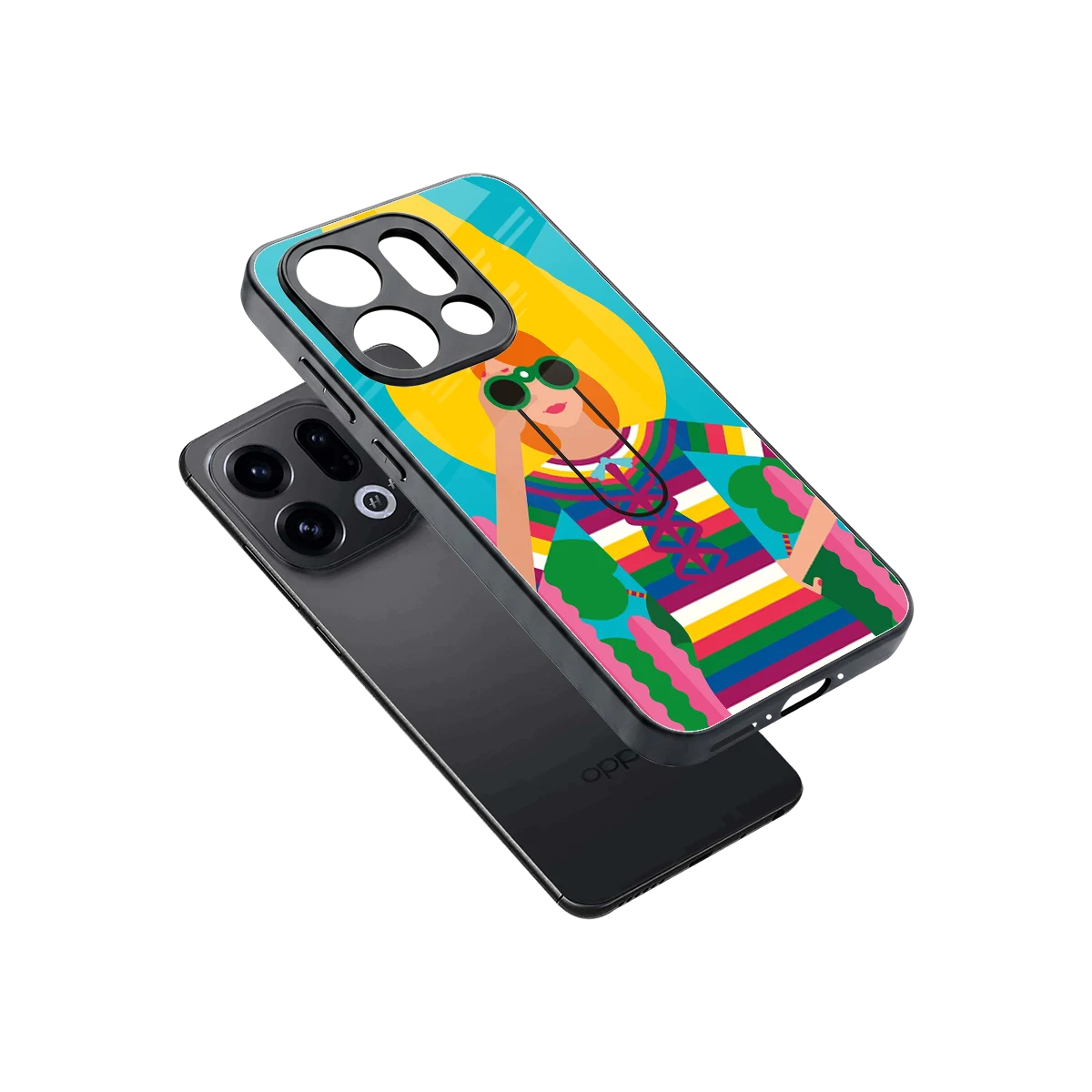 Cosmic Explorer sleek oppo find x9 cover with tempered glass back and TPU edges