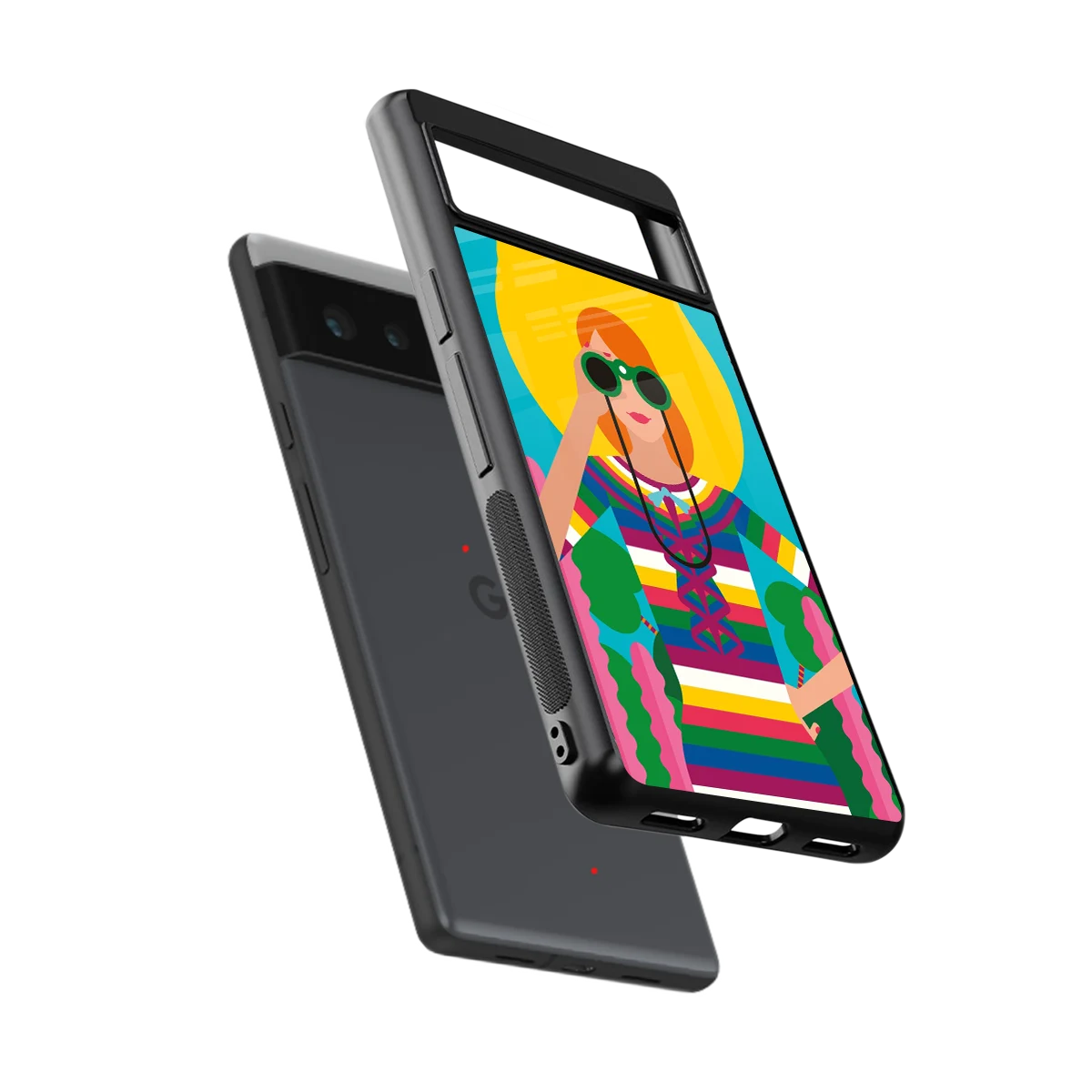 Cosmic Explorer sleek google pixel 6a cover with tempered glass back and TPU edges