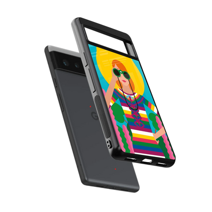 Cosmic Explorer sleek google pixel 6a cover with tempered glass back and TPU edges