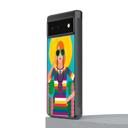 Cosmic Explorer stylish phone case for google pixel 6a | glossy glass and slim fit