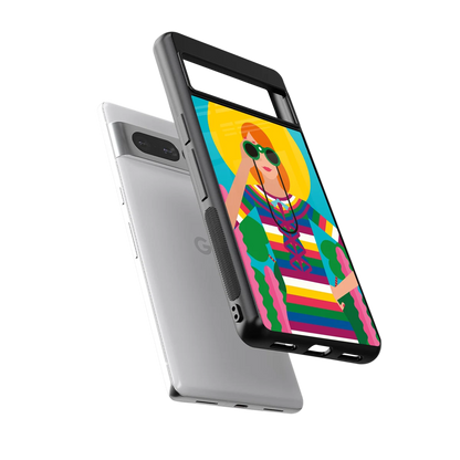 Cosmic Explorer sleek google pixel 7 pro cover with tempered glass back and TPU edges