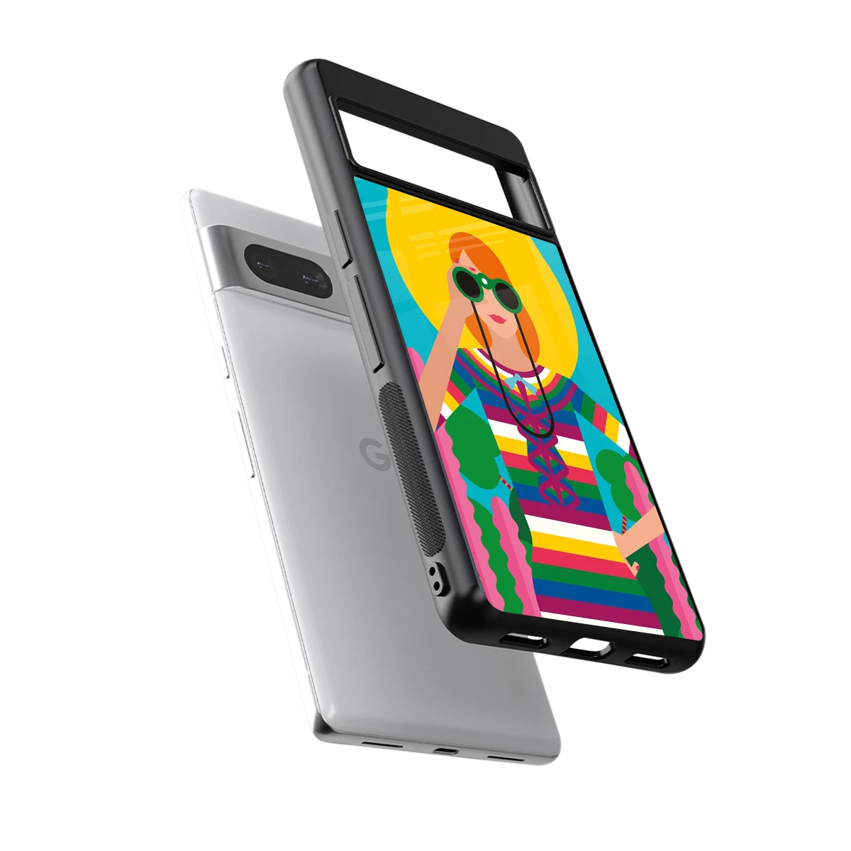 Cosmic Explorer sleek google pixel 7a cover with tempered glass back and TPU edges