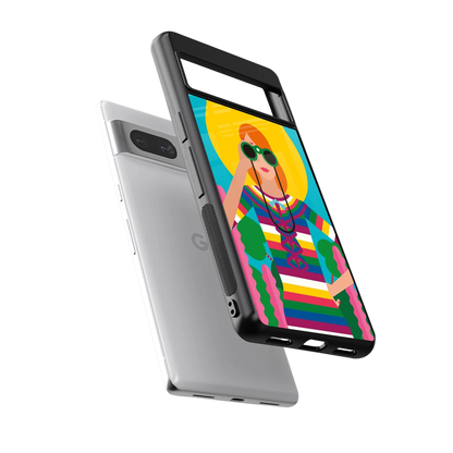 Cosmic Explorer sleek google pixel 7a cover with tempered glass back and TPU edges