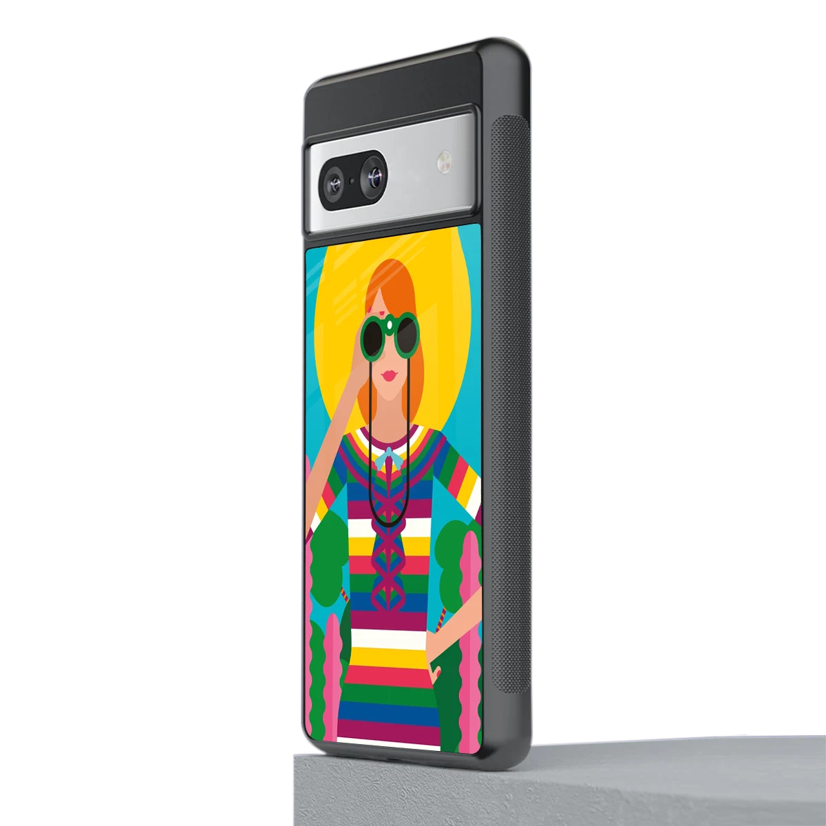 Cosmic Explorer stylish phone case for google pixel 7a | glossy glass and slim fit