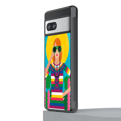 Cosmic Explorer stylish phone case for google pixel 7a | glossy glass and slim fit