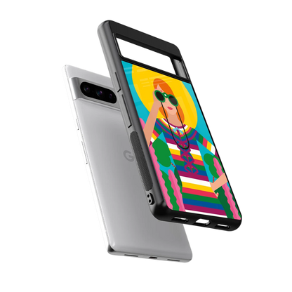 Cosmic Explorer sleek google pixel 8 pro cover with tempered glass back and TPU edges