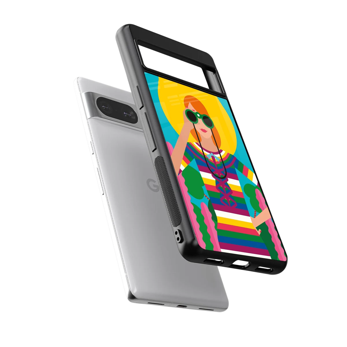 Cosmic Explorer sleek google pixel 8 cover with tempered glass back and TPU edges