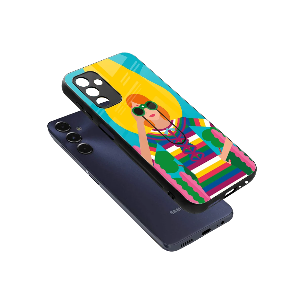 Cosmic Explorer sleek samsung galaxy m14 5g cover with tempered glass back and TPU edges
