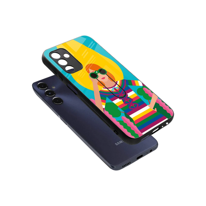 Cosmic Explorer sleek samsung galaxy m14 5g cover with tempered glass back and TPU edges
