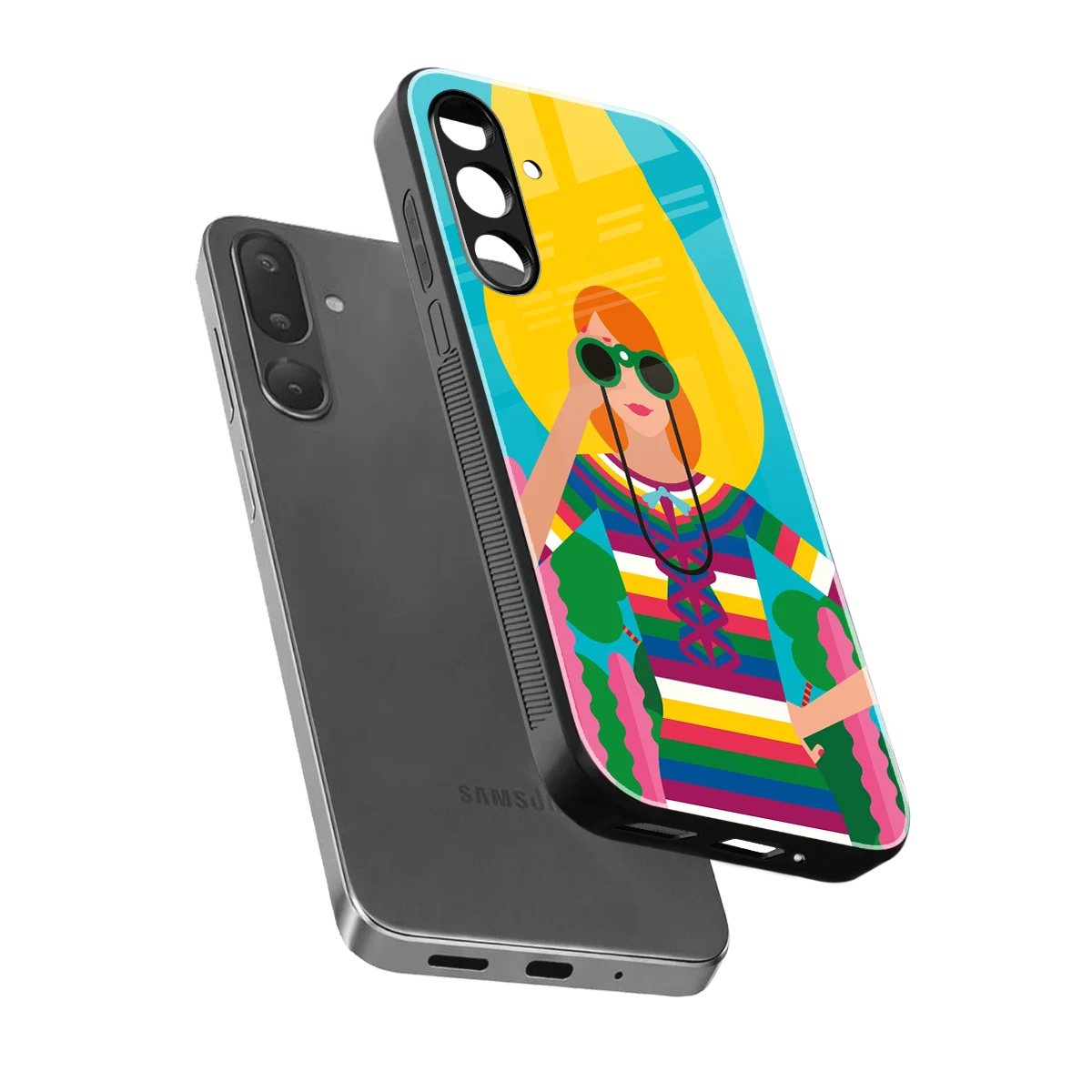 Cosmic Explorer sleek samsung galaxy m36 5g cover with tempered glass back and TPU edges