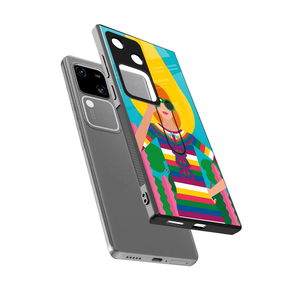 Cosmic Explorer sleek vivo v30 cover with tempered glass back and TPU edges