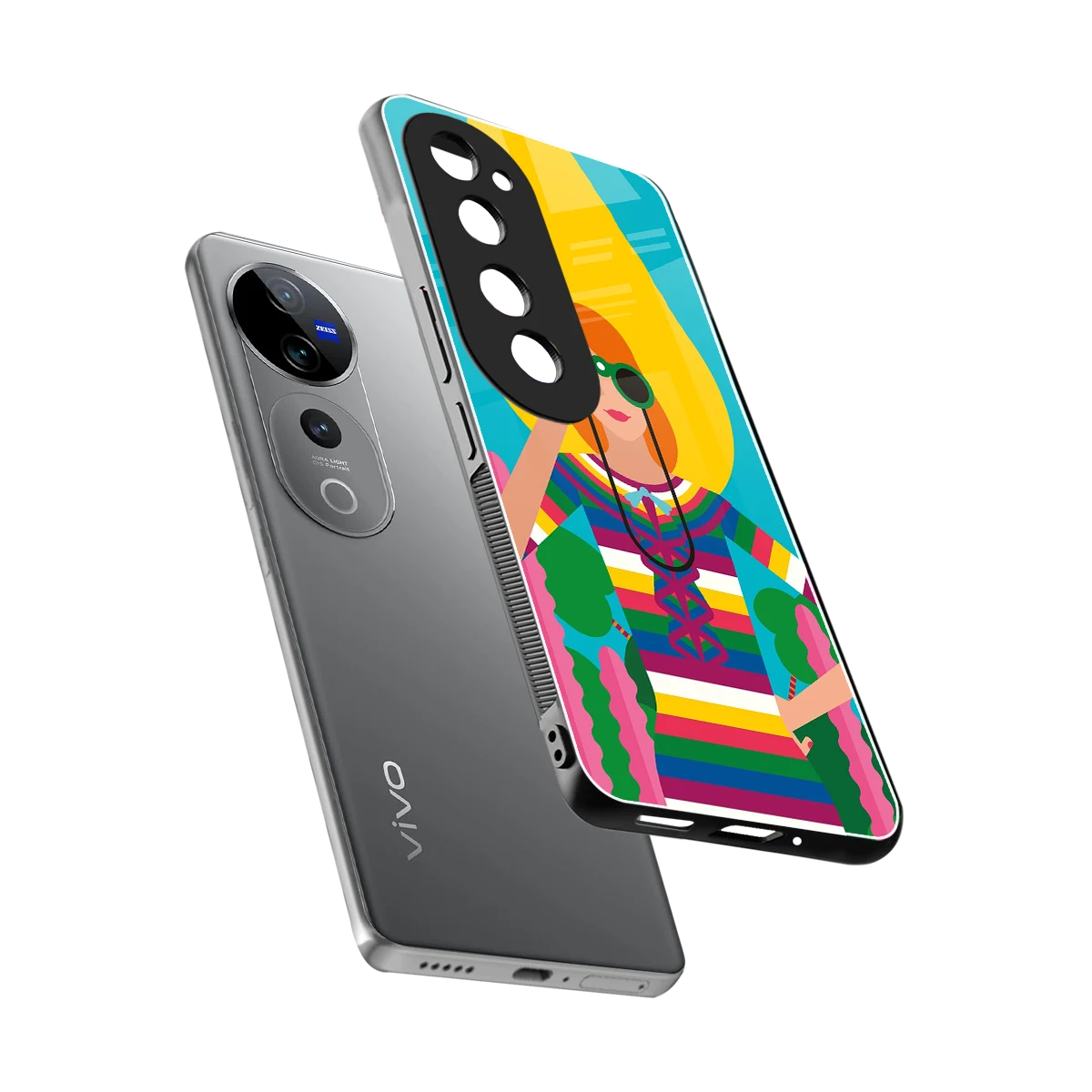 Cosmic Explorer sleek vivo v40 pro cover with tempered glass back and TPU edges