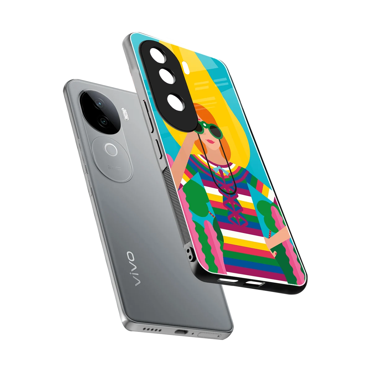 Cosmic Explorer sleek vivo v40e cover with tempered glass back and TPU edges
