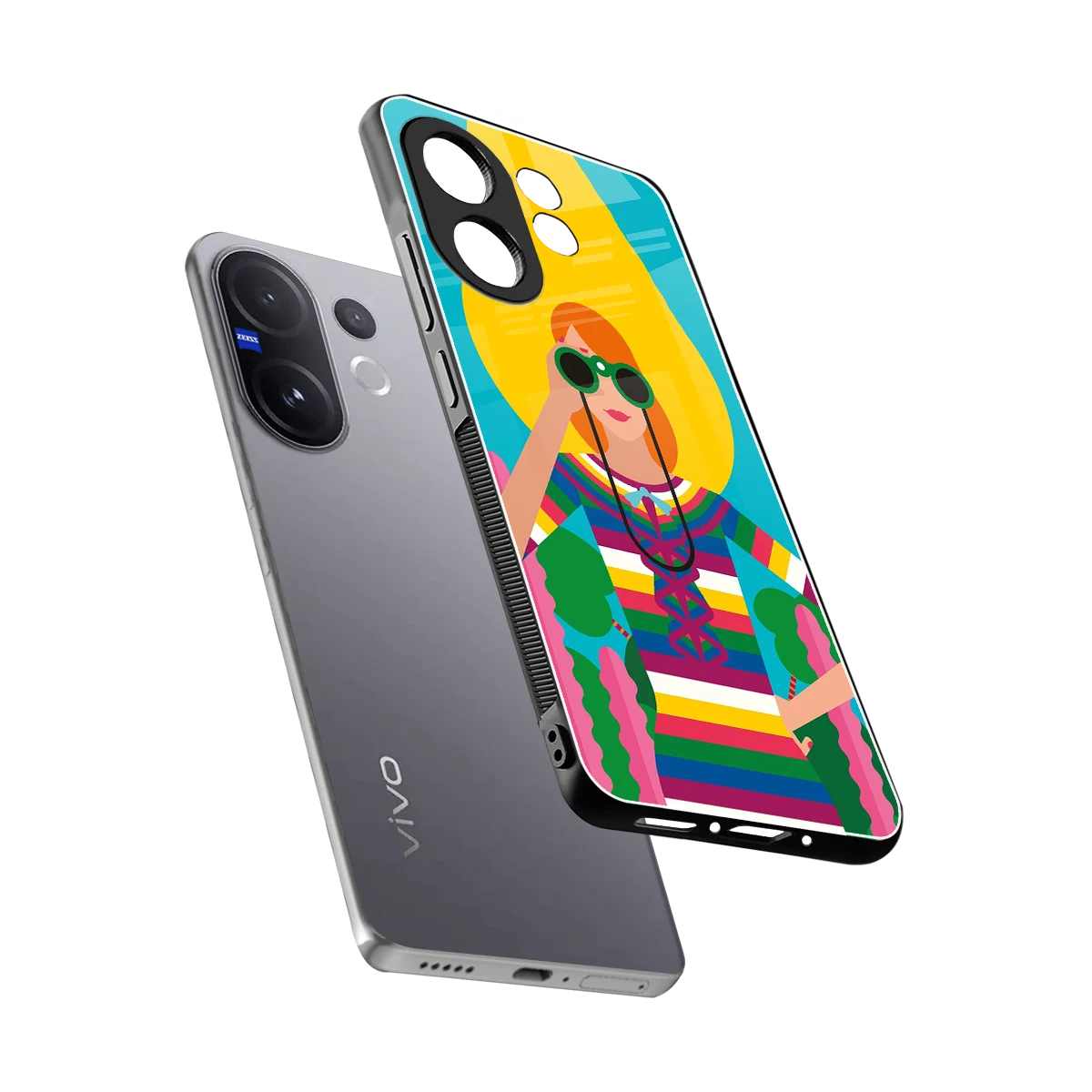 Cosmic Explorer sleek vivo v60 cover with tempered glass back and TPU edges