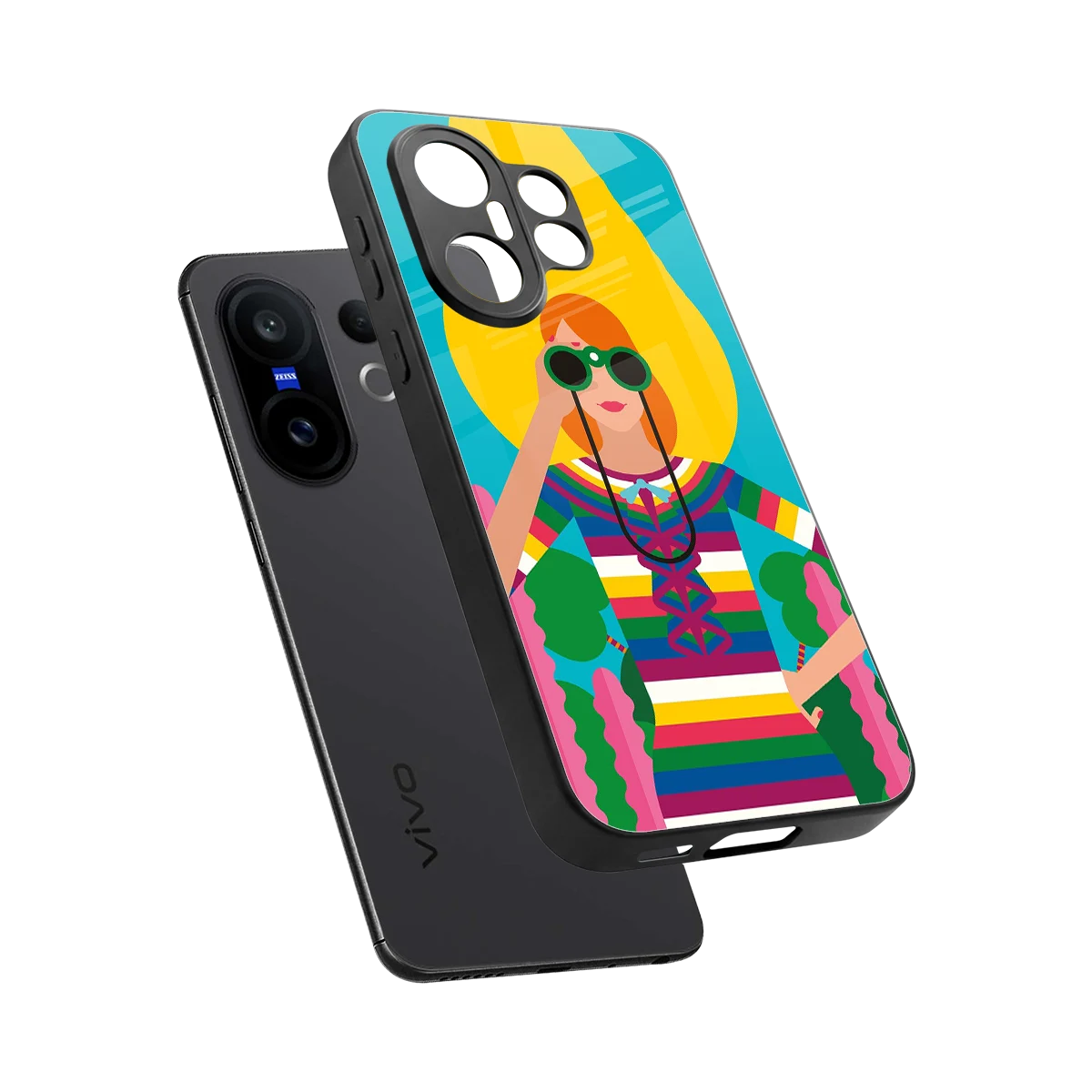 Cosmic Explorer sleek vivo x200 fe cover with tempered glass back and TPU edges