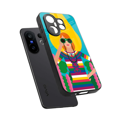 Cosmic Explorer sleek vivo x200 fe cover with tempered glass back and TPU edges