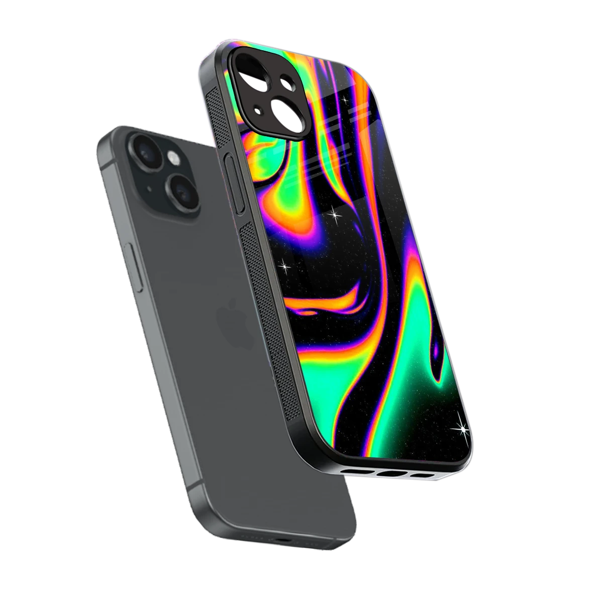 Cosmic Mirage sleek iphone 14 cover with tempered glass back and TPU edges