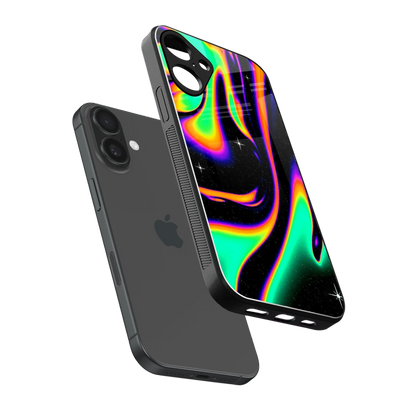 Cosmic Mirage sleek iphone 16 plus cover with tempered glass back and TPU edges