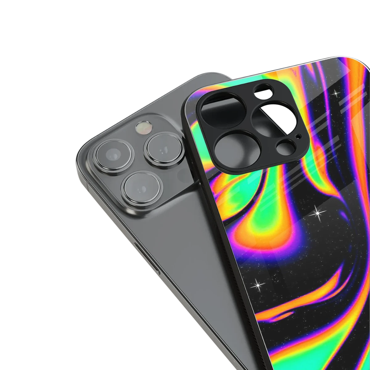 Cosmic Mirage stylish phone case for iphone 15 pro | glossy glass and slim fit