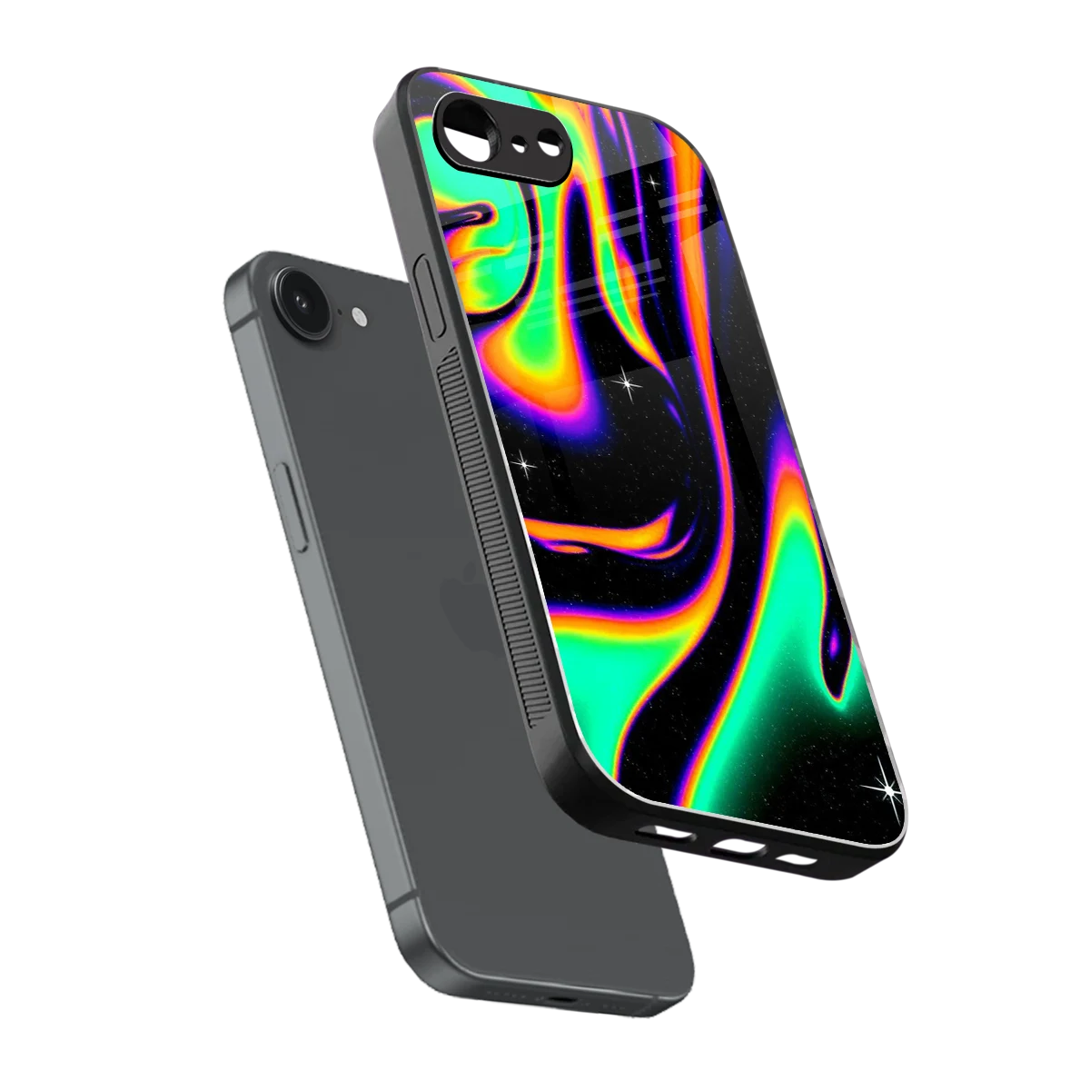 Cosmic Mirage sleek iphone 17e cover with tempered glass back and TPU edges