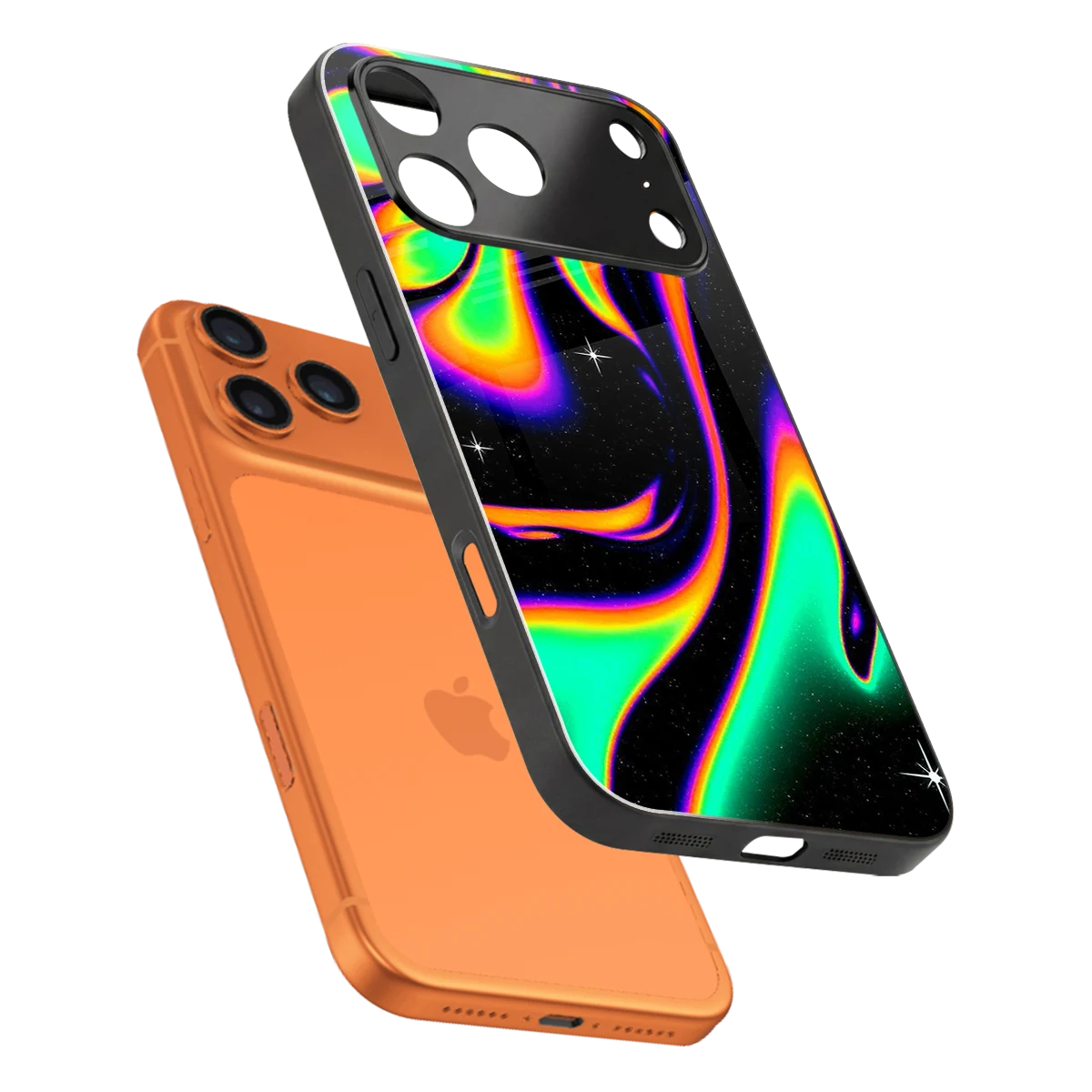 Cosmic Mirage sleek iphone 17 pro cover with tempered glass back and TPU edges