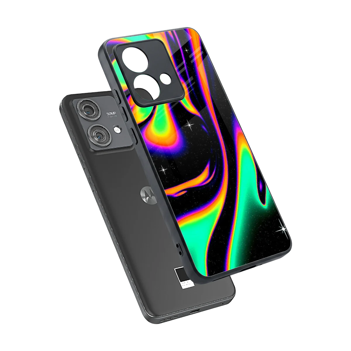 Cosmic Mirage sleek motorola edge 40 neo 5g cover with tempered glass back and TPU edges