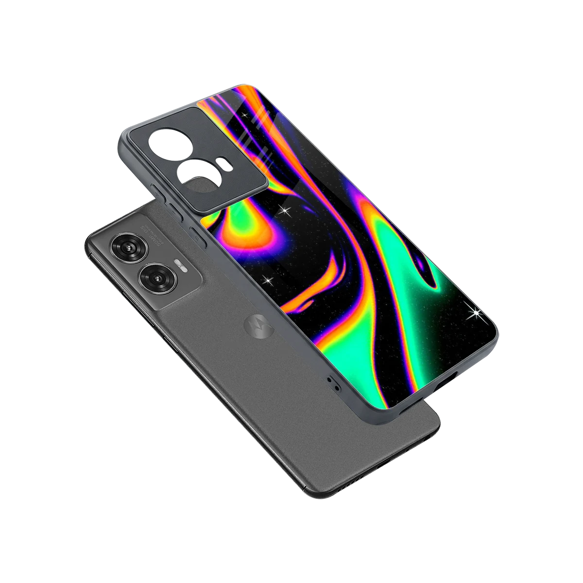 Cosmic Mirage sleek motorola edge 50 fusion cover with tempered glass back and TPU edges