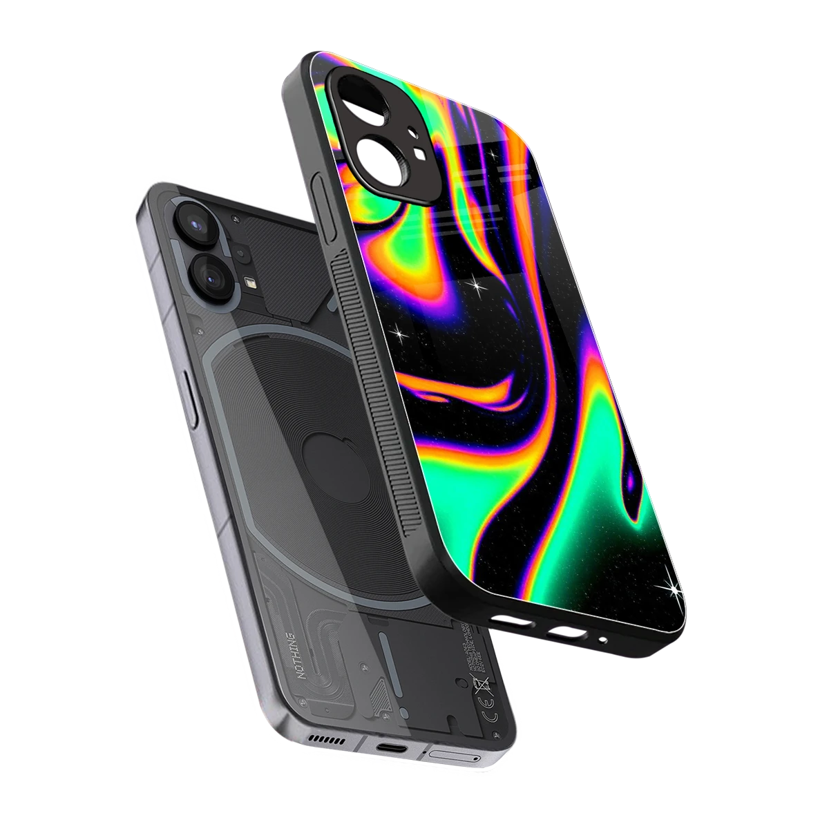 Cosmic Mirage sleek nothing phone 1 cover with tempered glass back and TPU edges
