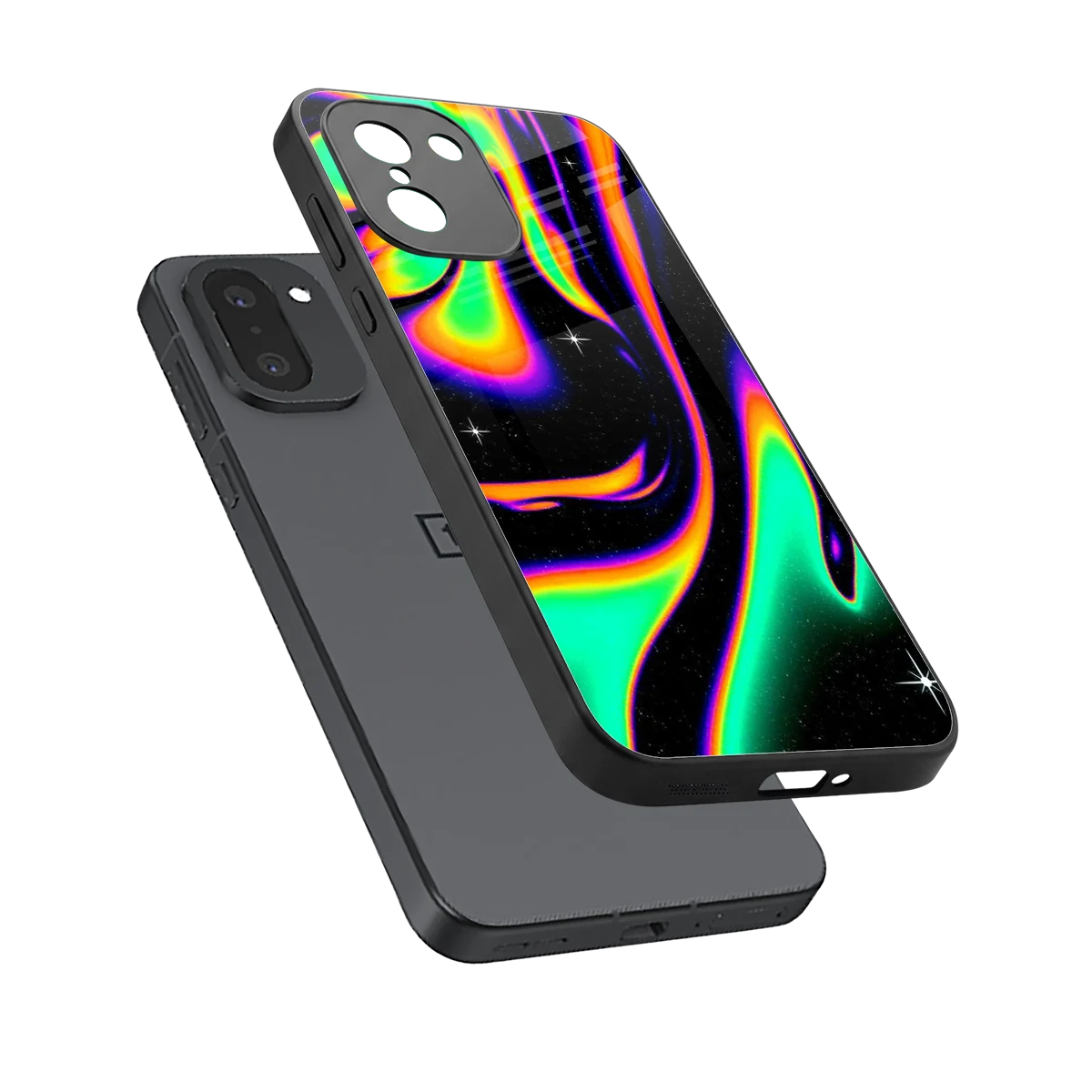 Cosmic Mirage sleek oneplus 15r cover with tempered glass back and TPU edges
