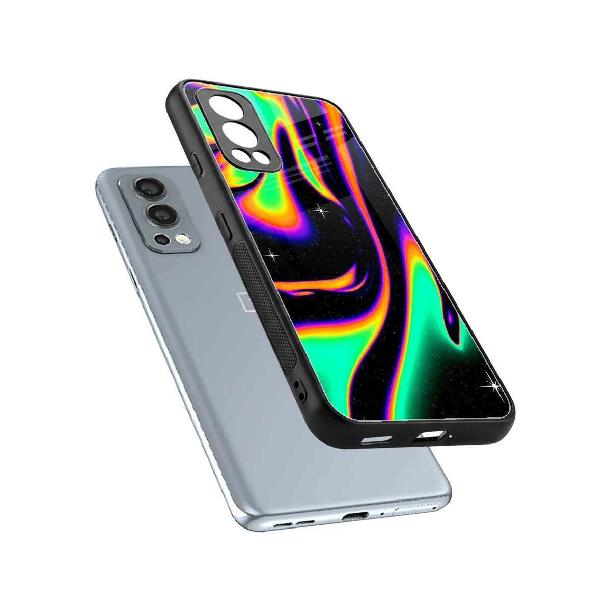 Cosmic Mirage sleek oneplus nord 2 cover with tempered glass back and TPU edges