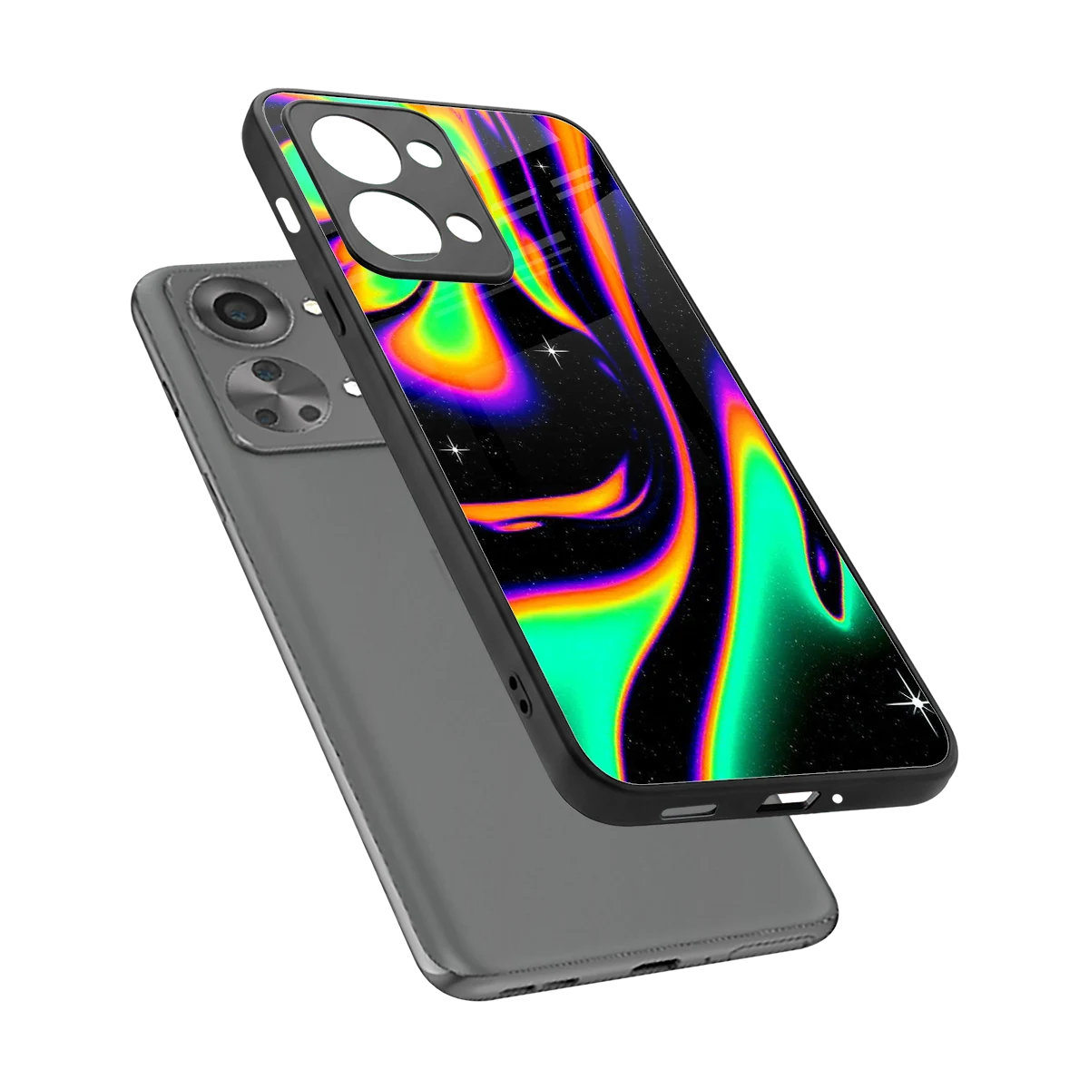 Cosmic Mirage sleek oneplus nord 2t cover with tempered glass back and TPU edges