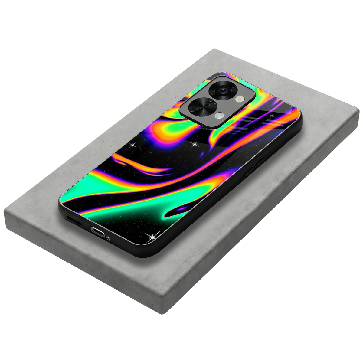 Cosmic Mirage stylish phone case for oneplus nord 2t | glossy glass and slim fit