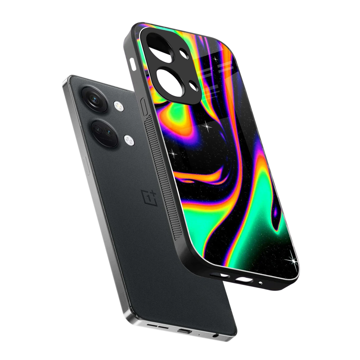 Cosmic Mirage sleek oneplus nord 3 cover with tempered glass back and TPU edges