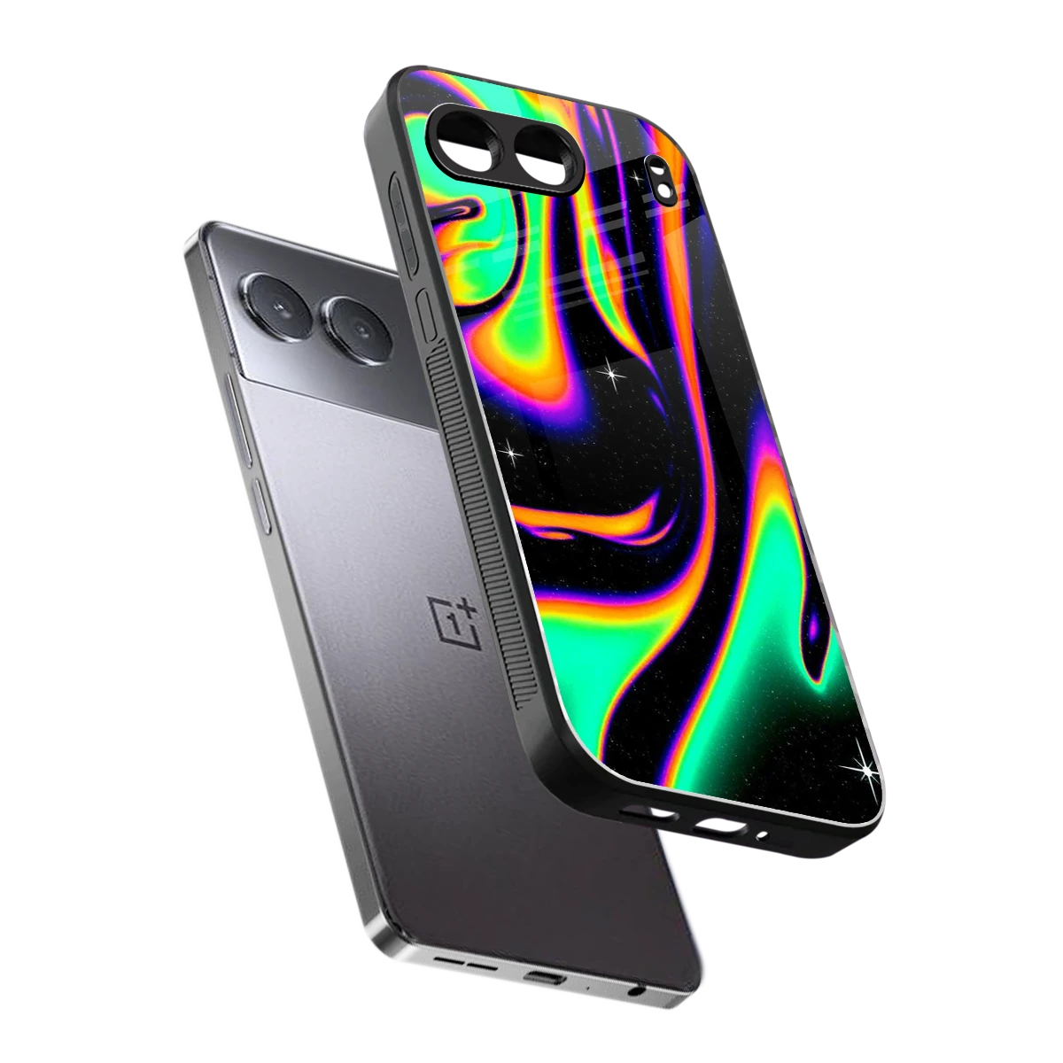 Cosmic Mirage sleek oneplus nord 4 cover with tempered glass back and TPU edges