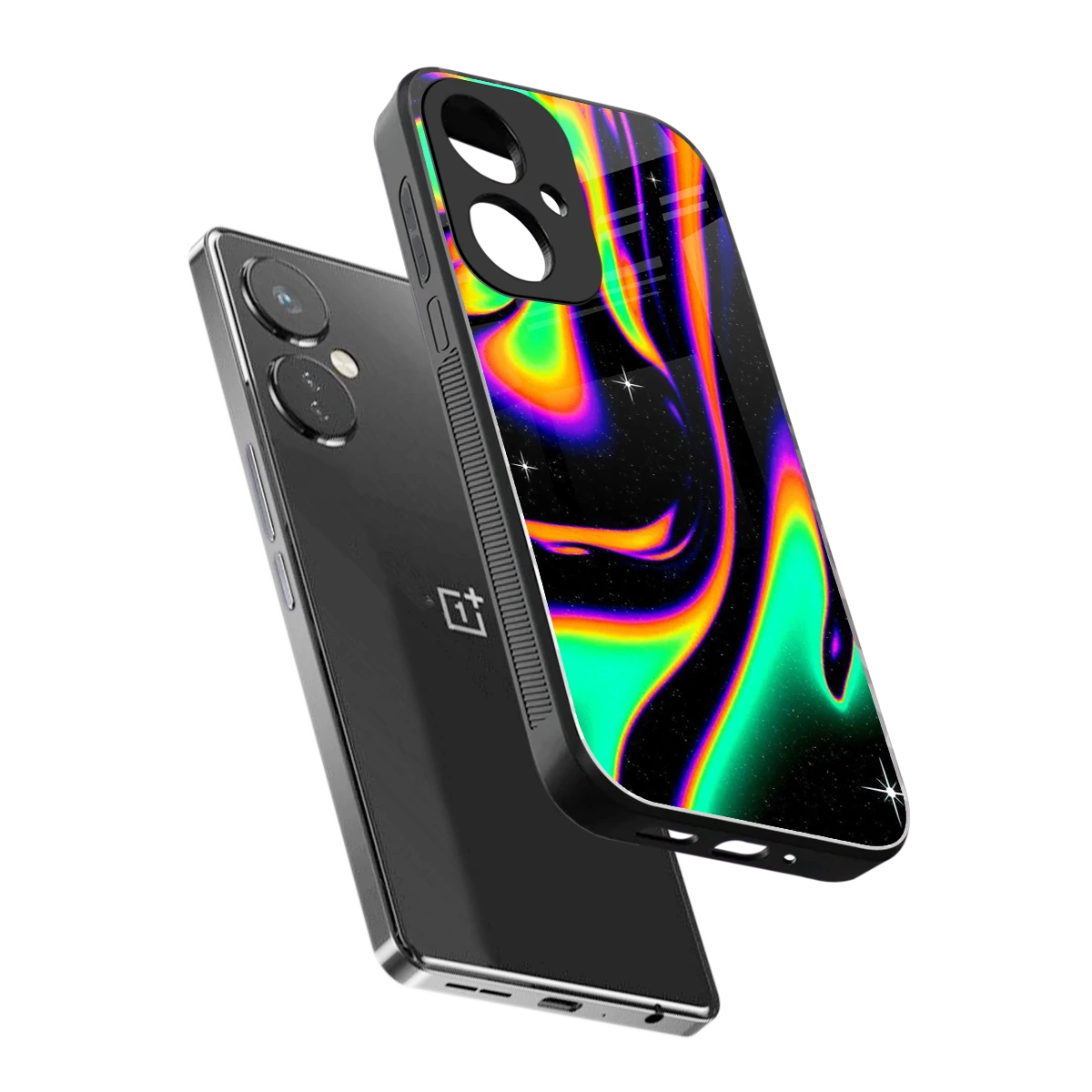 Cosmic Mirage sleek oneplus nord ce 3 cover with tempered glass back and TPU edges