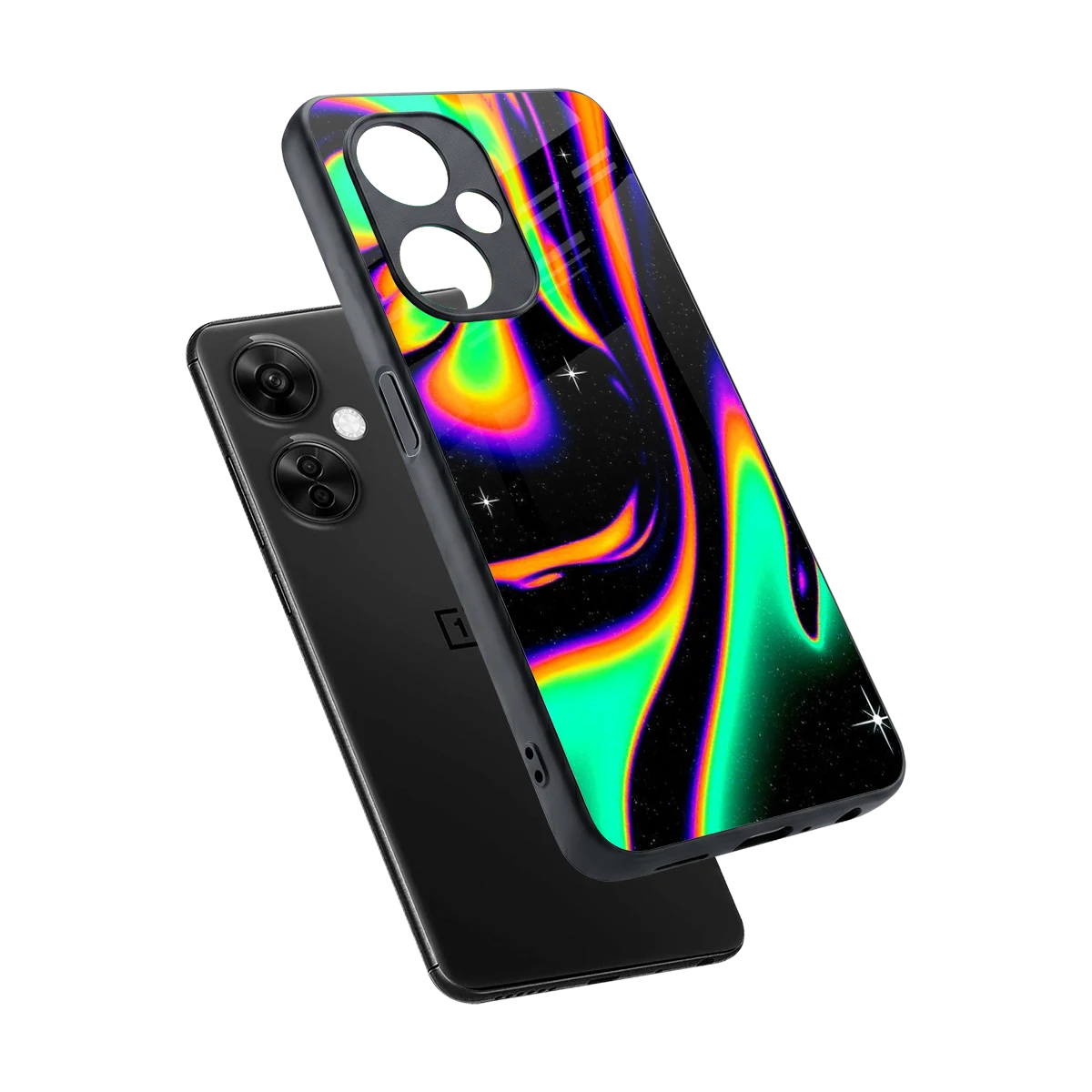 Cosmic Mirage sleek oneplus nord ce 3 lite cover with tempered glass back and TPU edges