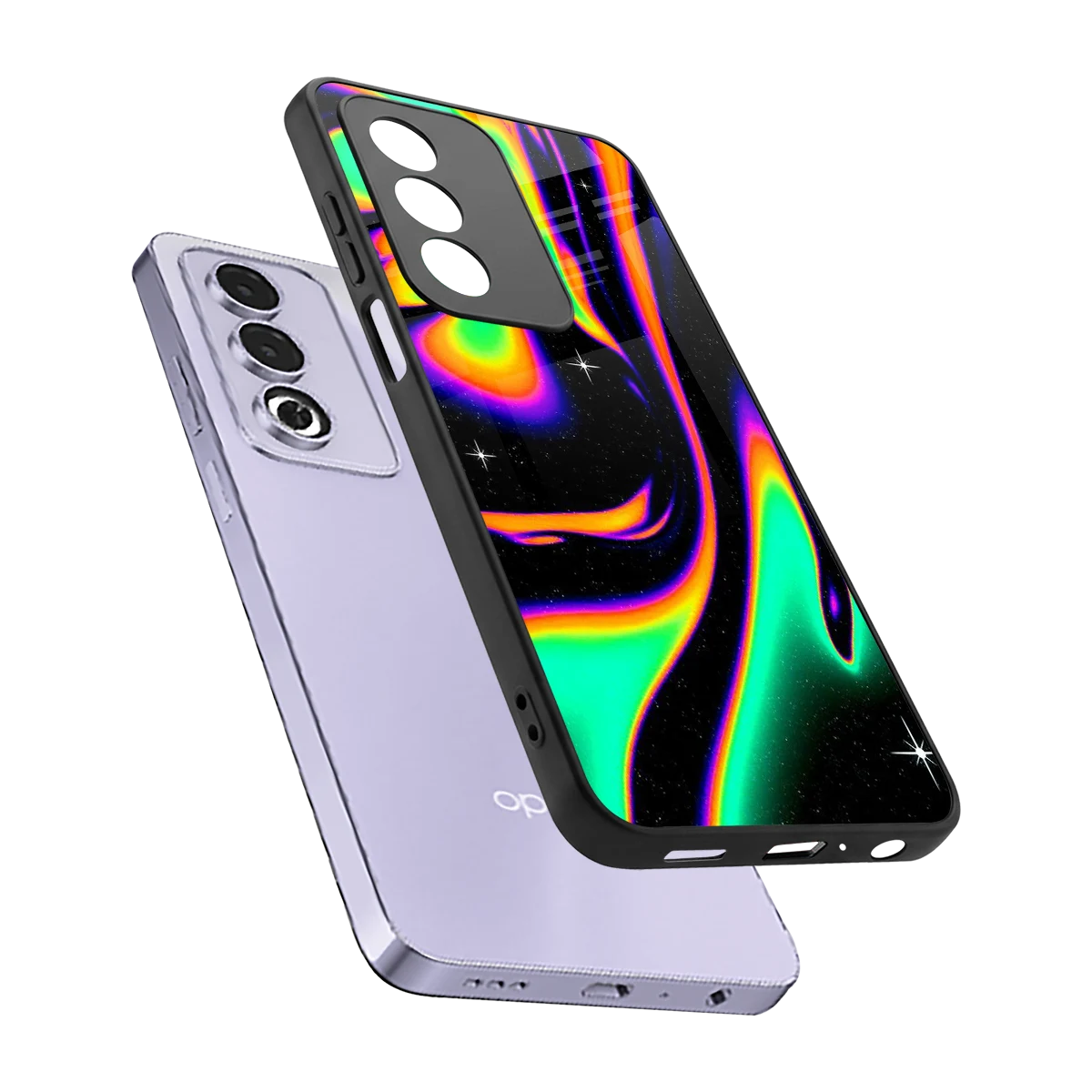 Cosmic Mirage sleek oppo a3 pro cover with tempered glass back and TPU edges