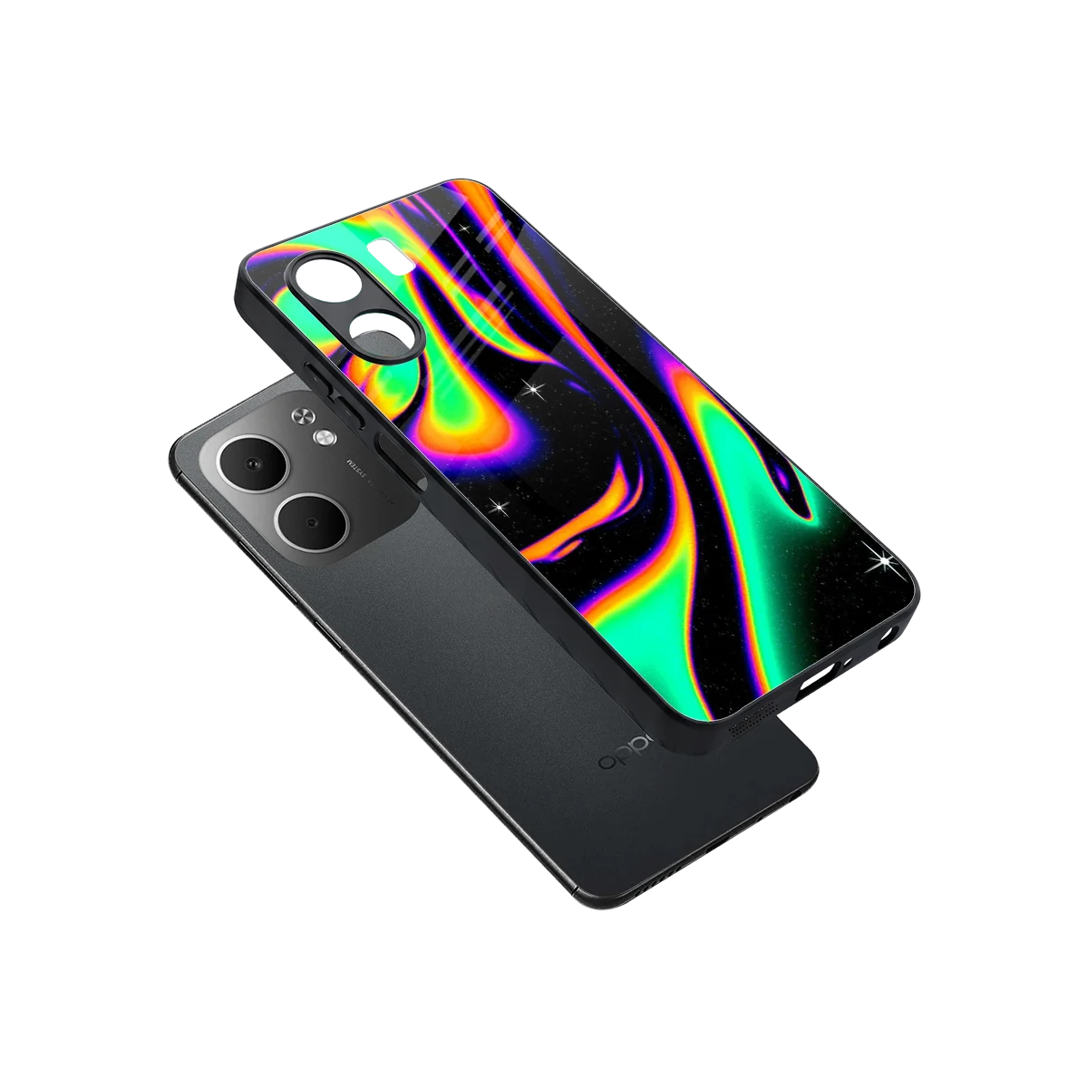 Cosmic Mirage sleek oppo a5x 5g cover with tempered glass back and TPU edges