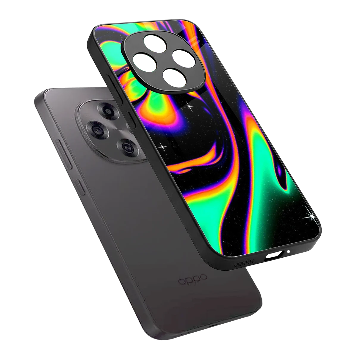 Cosmic Mirage sleek oppo f31 pro 5g cover with tempered glass back and TPU edges
