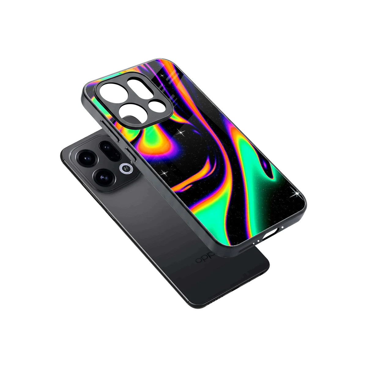 Cosmic Mirage sleek oppo find x9 cover with tempered glass back and TPU edges