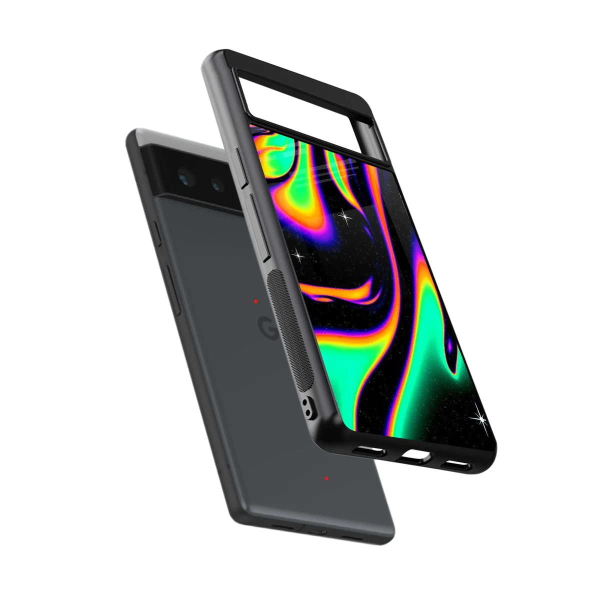 Cosmic Mirage sleek google pixel 6a cover with tempered glass back and TPU edges
