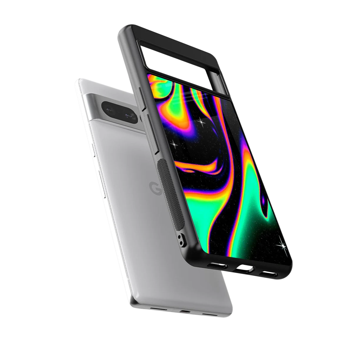 Cosmic Mirage sleek google pixel 7 pro cover with tempered glass back and TPU edges