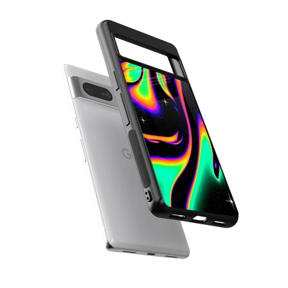 Cosmic Mirage sleek google pixel 7 cover with tempered glass back and TPU edges