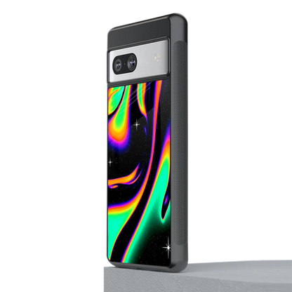 Cosmic Mirage stylish phone case for google pixel 7a | glossy glass and slim fit